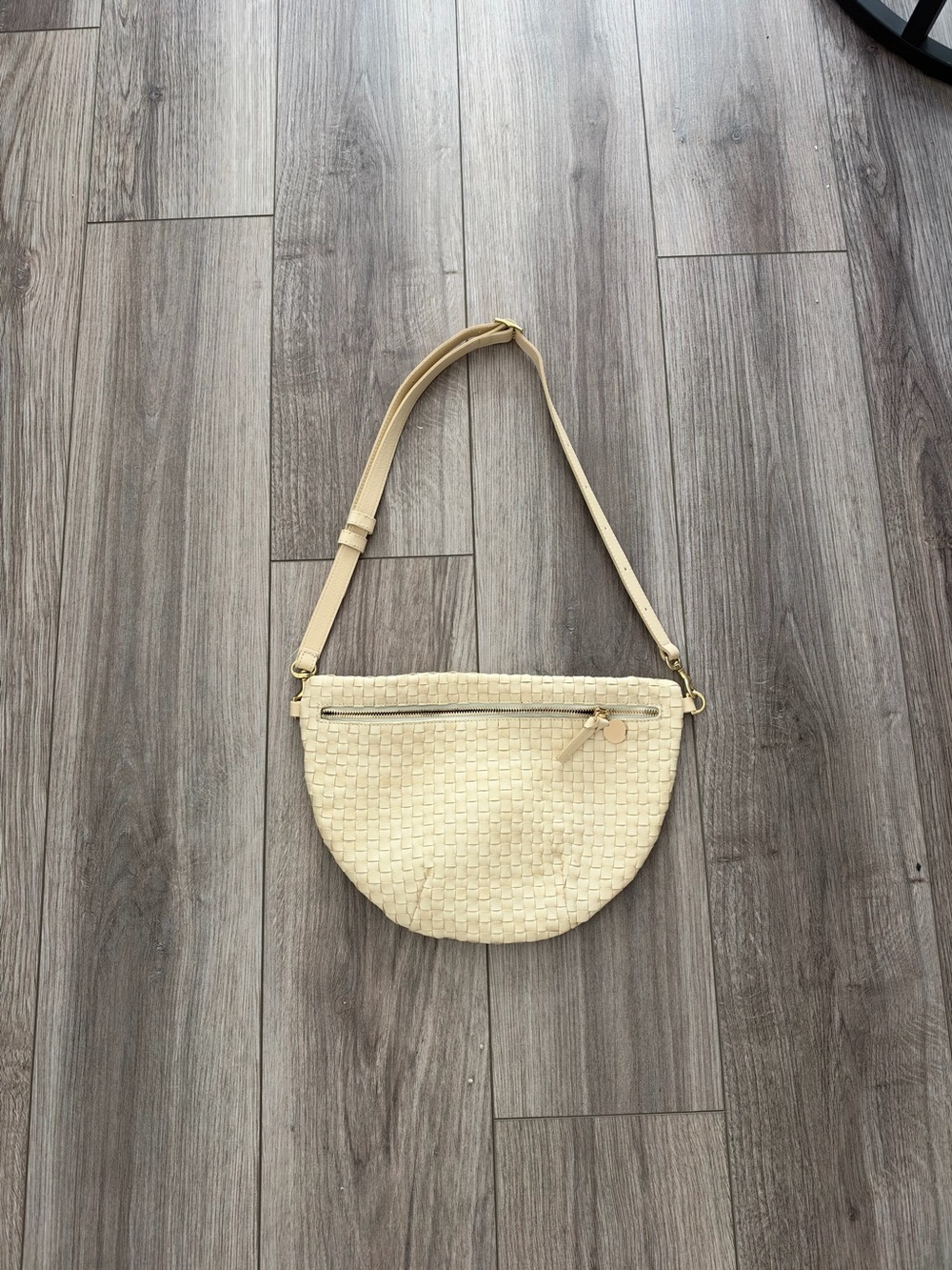 Clare V. Grande Fanny in Buttercream Woven Checker